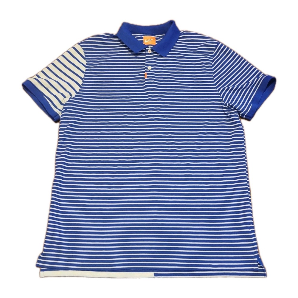 The Nike Polo Shirt Men Dri-Fit  Standard Fit Blue White Stripes Large